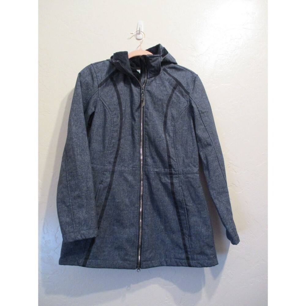 Free Country Womens Sz S Water Repellent Hooded Jacket Blue Faux Fur Lined